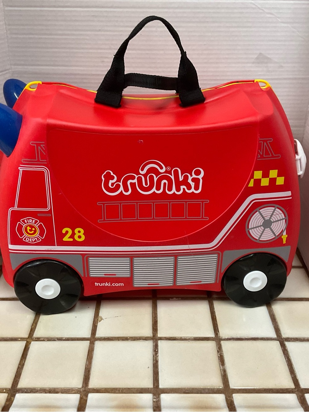 Red Ride-On Fire Engine Suitcase for Kids - Picture 3 of 9